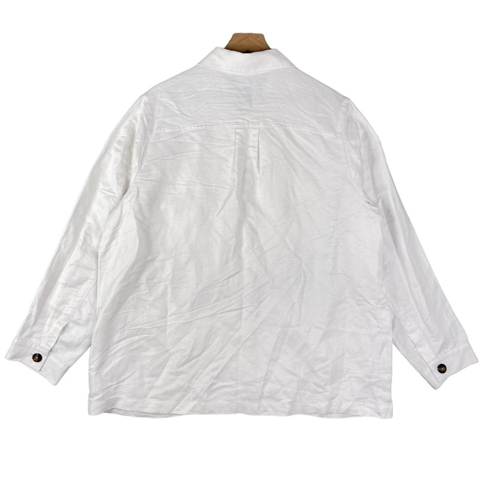 J Jill Jacket Womens XL Utility Field Camp Chore Linen Rayon Button Front Pocket - Picture 5 of 10
